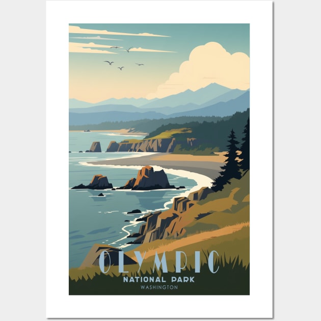 Olympic National Park Travel Poster Wall Art by GreenMary Design